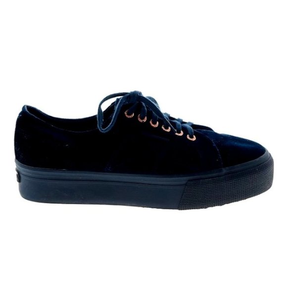 Superga x Sweaty Betty Blue Velvet Platform Sneakers - Size 41 - EUC - Picture 1 of 4